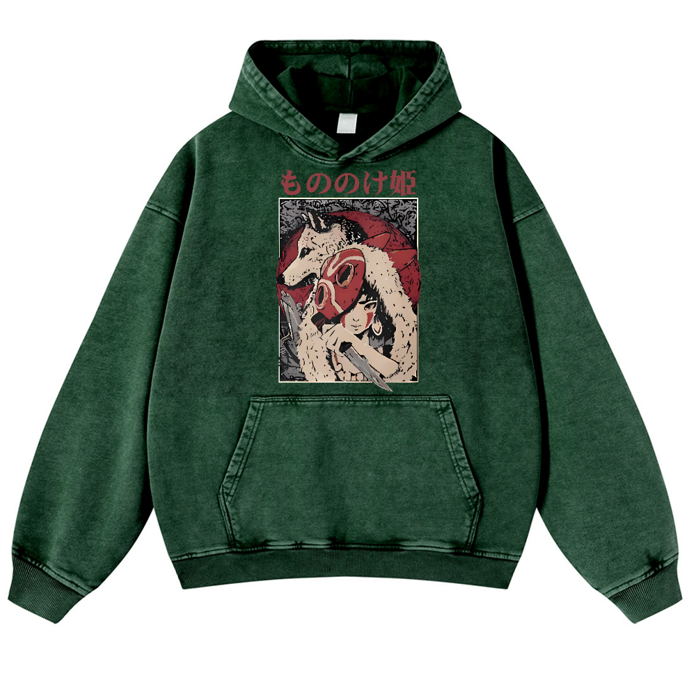 Ghibli Vintage Washed Thick Cotton Hoodie