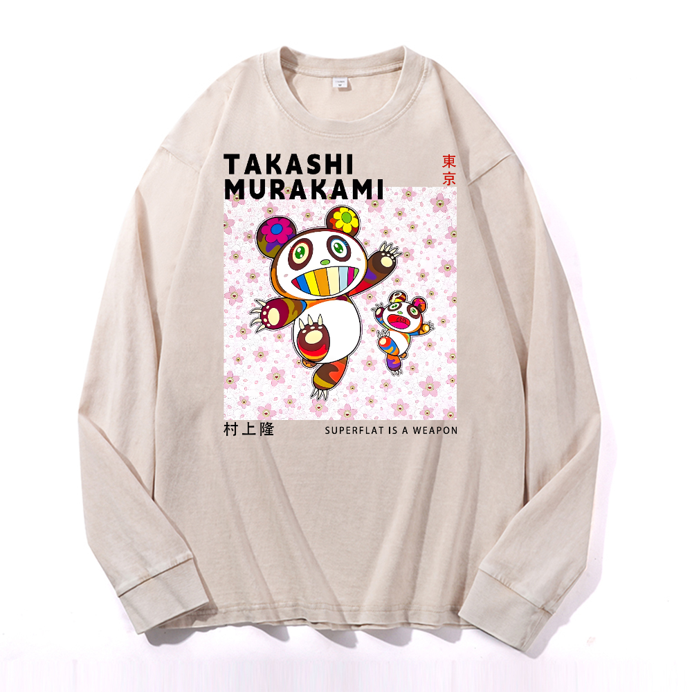 Panda TM Vintage Cotton Wash Long-sleeve T-shirt