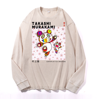 Panda TM Vintage Cotton Wash Long-sleeve T-shirt