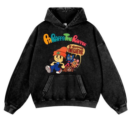 PaRappa the Rapper Vintage Washed Thick Cotton Hoodie