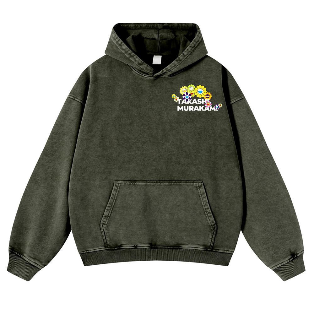 TM Flower Vintage Washed Cotton Back Art Hoodie