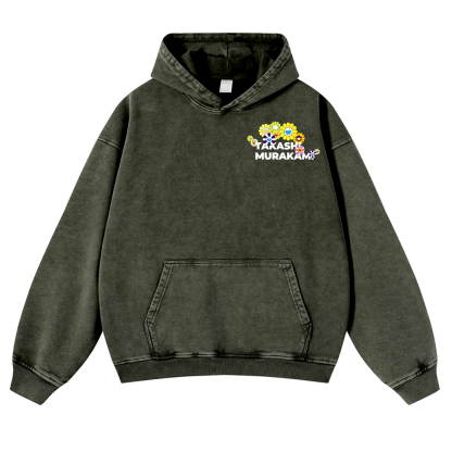TM Flower Vintage Washed Cotton Back Art Hoodie