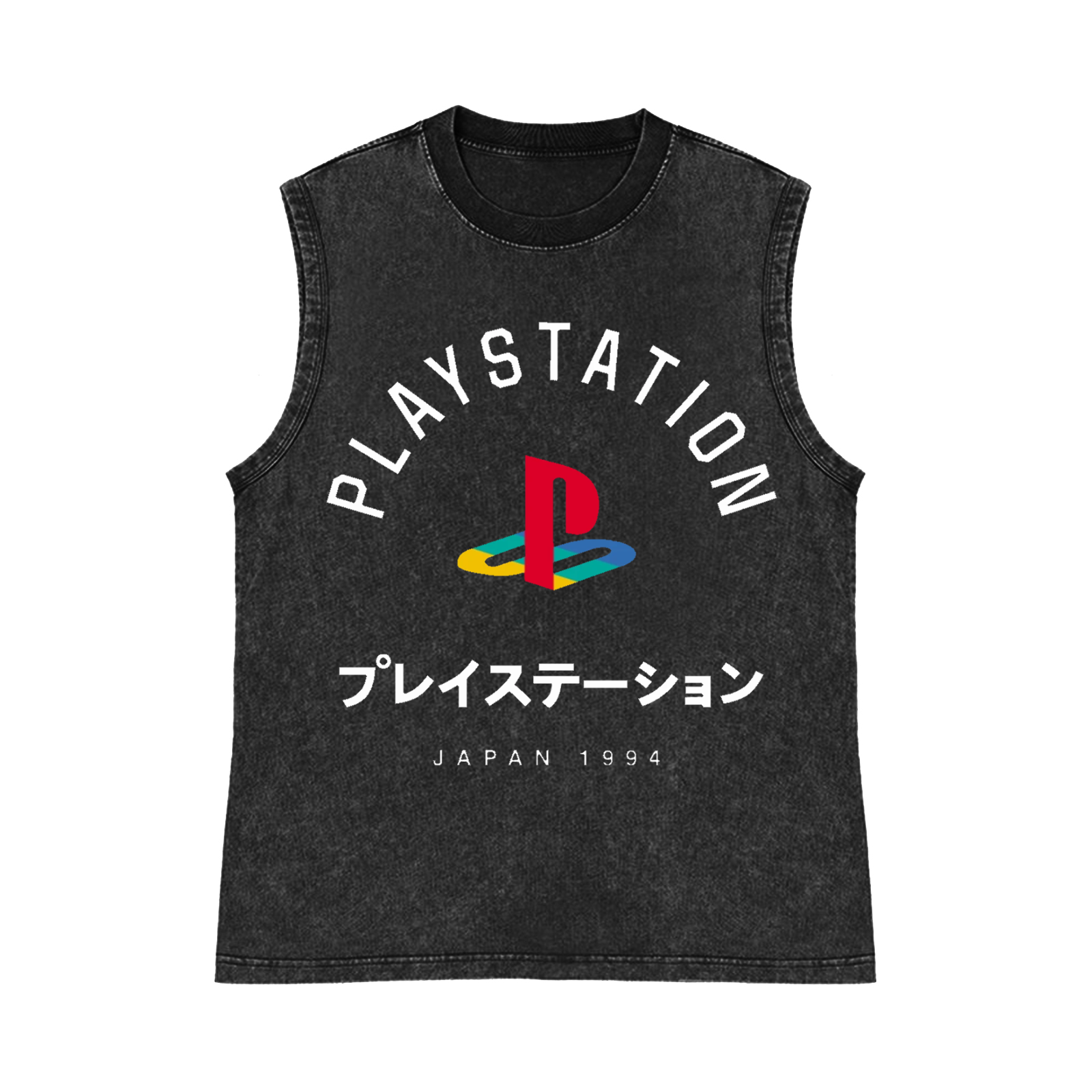 Play Station Pure Cotton Wash-Dyed Sleeveless Tank Top