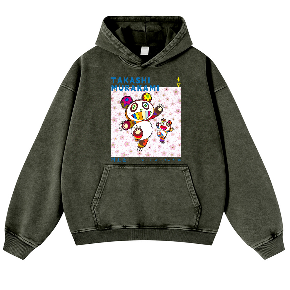 Panda TM Vintage Washed Thick Cotton Hoodie