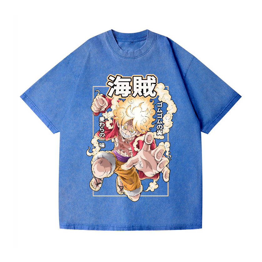 OP Luffy Gear 5 Vintage Wash Japanese Design T-Shirt