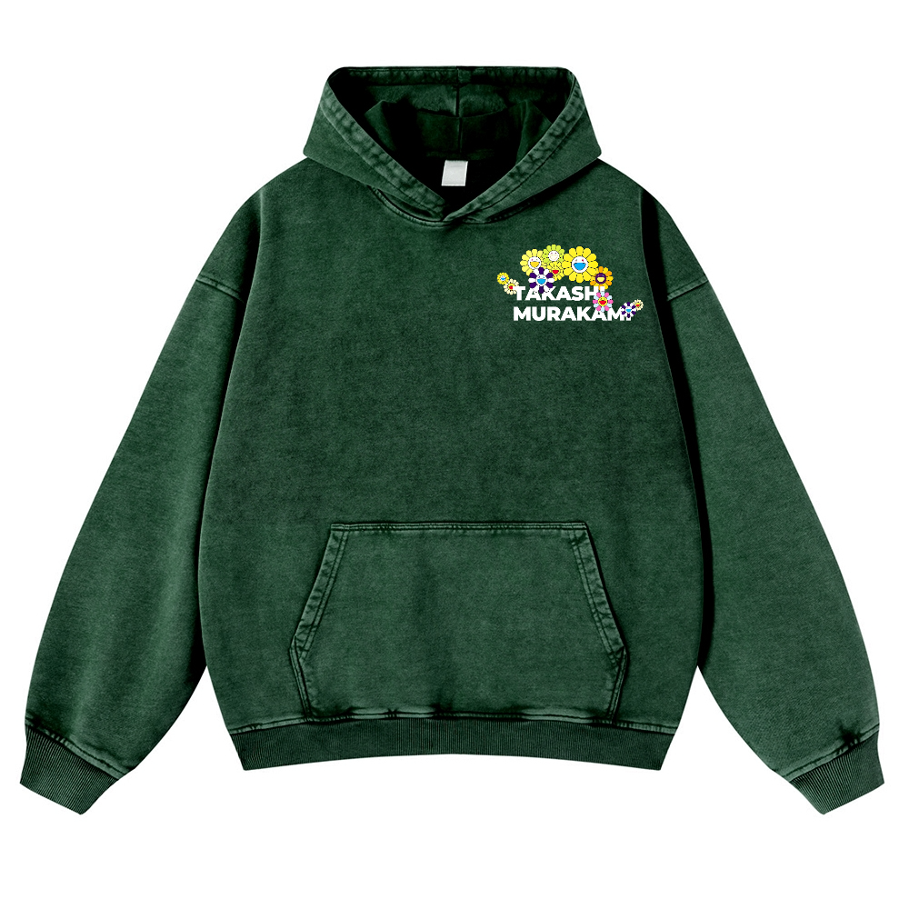 TM Flower Vintage Washed Cotton Back Art Hoodie