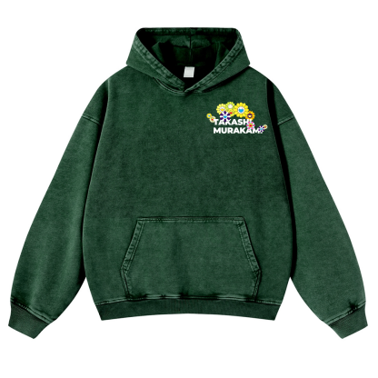 TM Flower Vintage Washed Cotton Back Art Hoodie