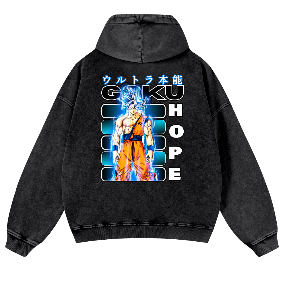DB Son Goku Vintage Washed Cotton Back Art Hoodie