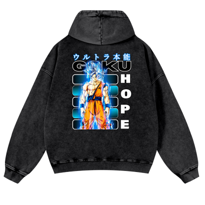 DB Son Goku Vintage Washed Cotton Back Art Hoodie