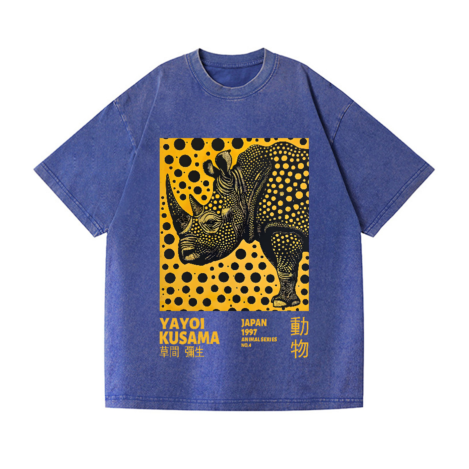 Yayoi Kusama Rhinoceros Vintage Wash Japanese Design T-Shirt