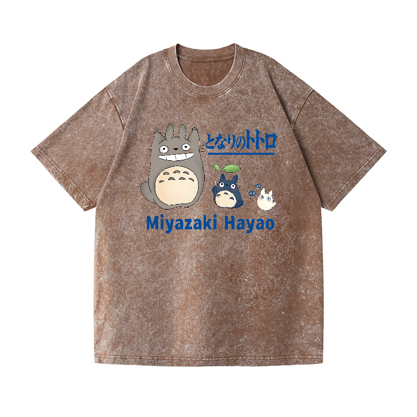 Ghibli Miyazaki Hayao Totoro Anime Vintage Wash Japanese Design T-Shirt