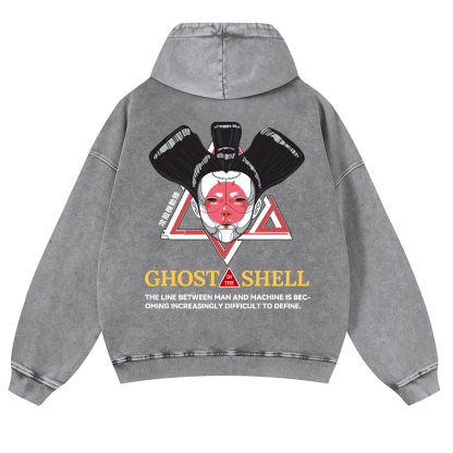 Ghost of the Shell Geisha Vintage Washed Cotton Back Art Hoodie