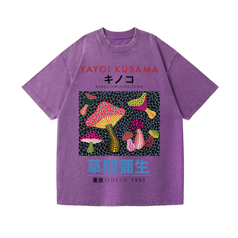 Yayoi Kusama Mushroom Vintage Wash Japanese Design T-Shirt