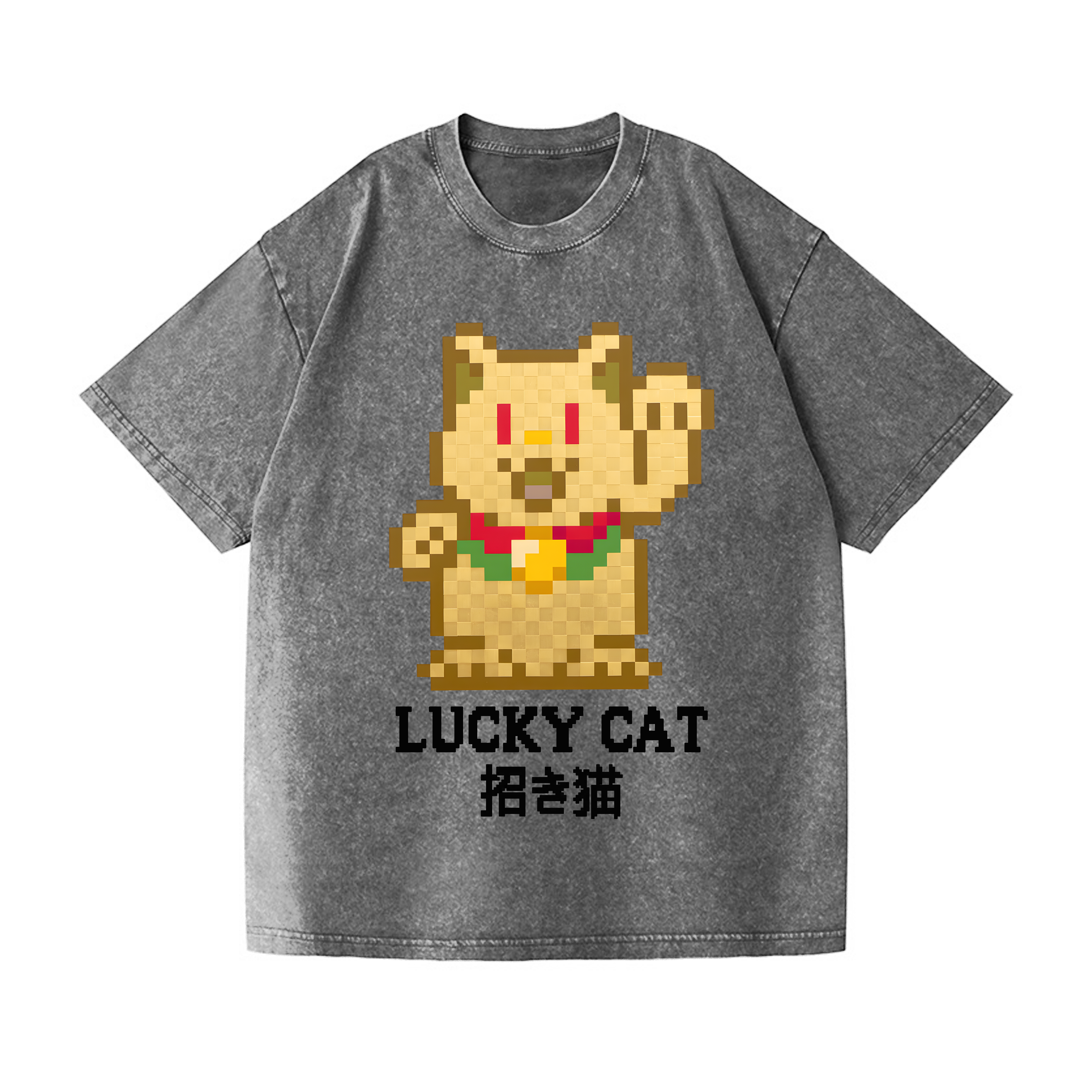 Lucky Cat Vintage Wash Japanese Design T-Shirt