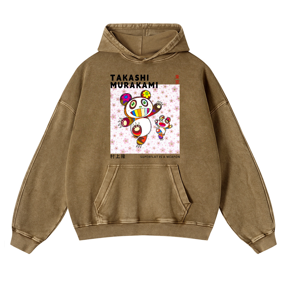 Panda TM Vintage Washed Thick Cotton Hoodie