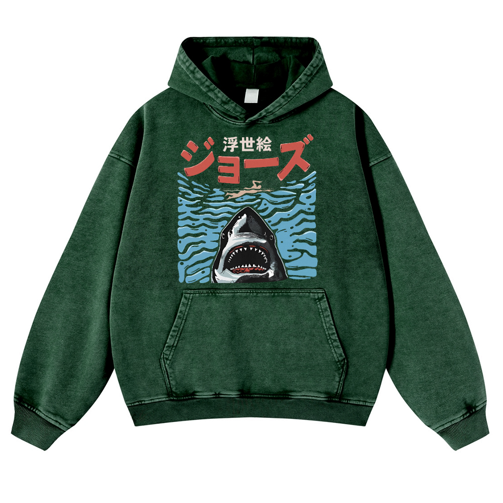 Jaws Vintage Washed Thick Cotton Hoodie