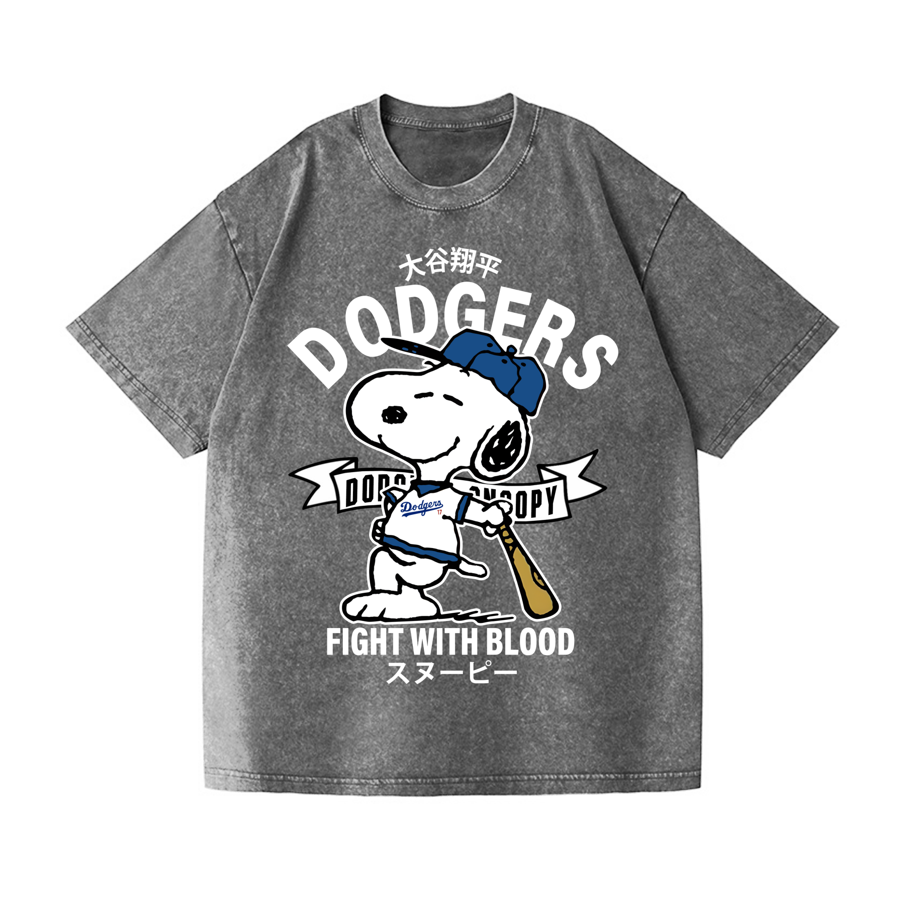 Dodgers Snoopy Vintage Wash Japanese Design T-Shirt