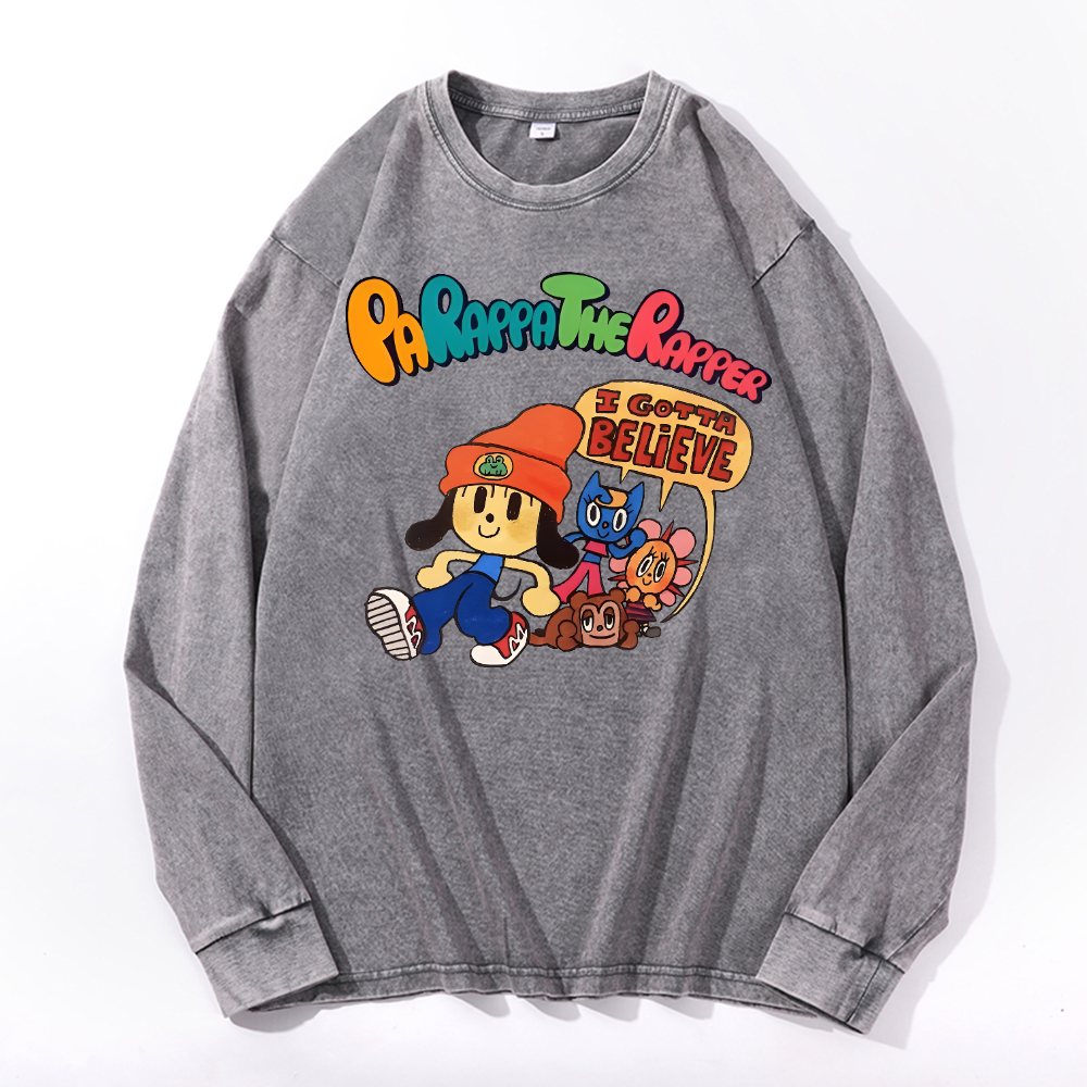 PaRappa the Rapper Vintage Cotton Wash Long-sleeve T-shirt