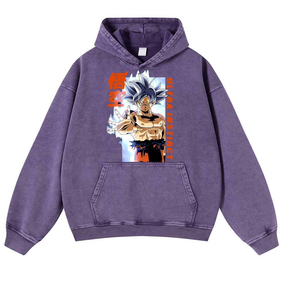 DB Son Goku Ultra Instinct Vintage Washed Thick Cotton Hoodie