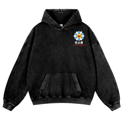 TM Flower Vintage Washed Cotton Back Art Hoodie