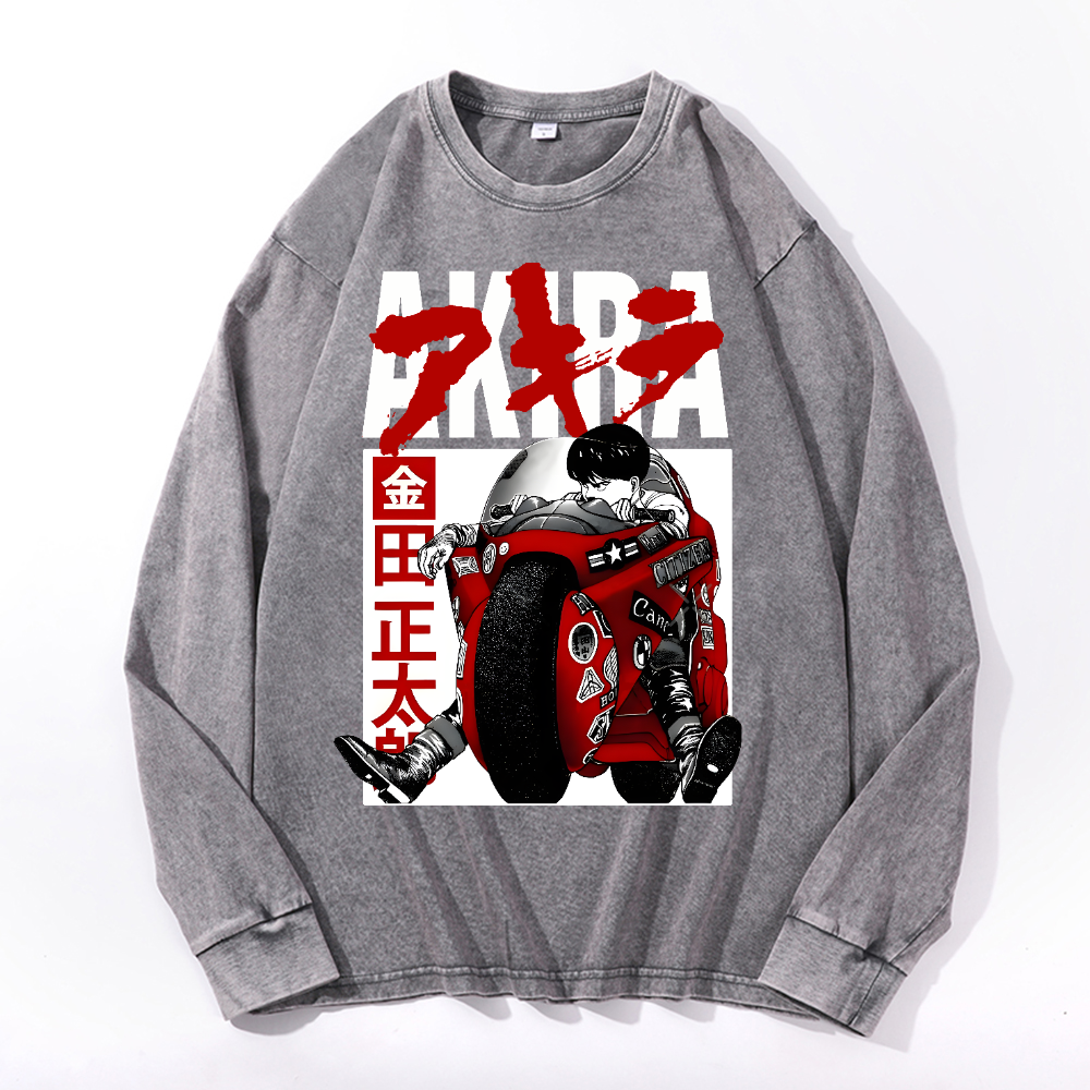 Akira Vintage Cotton Wash Crewneck Sweatshirt