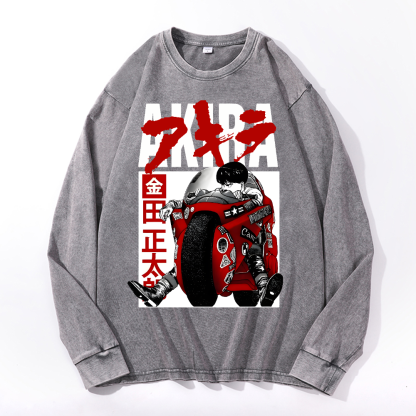 Akira Vintage Cotton Wash Crewneck Sweatshirt