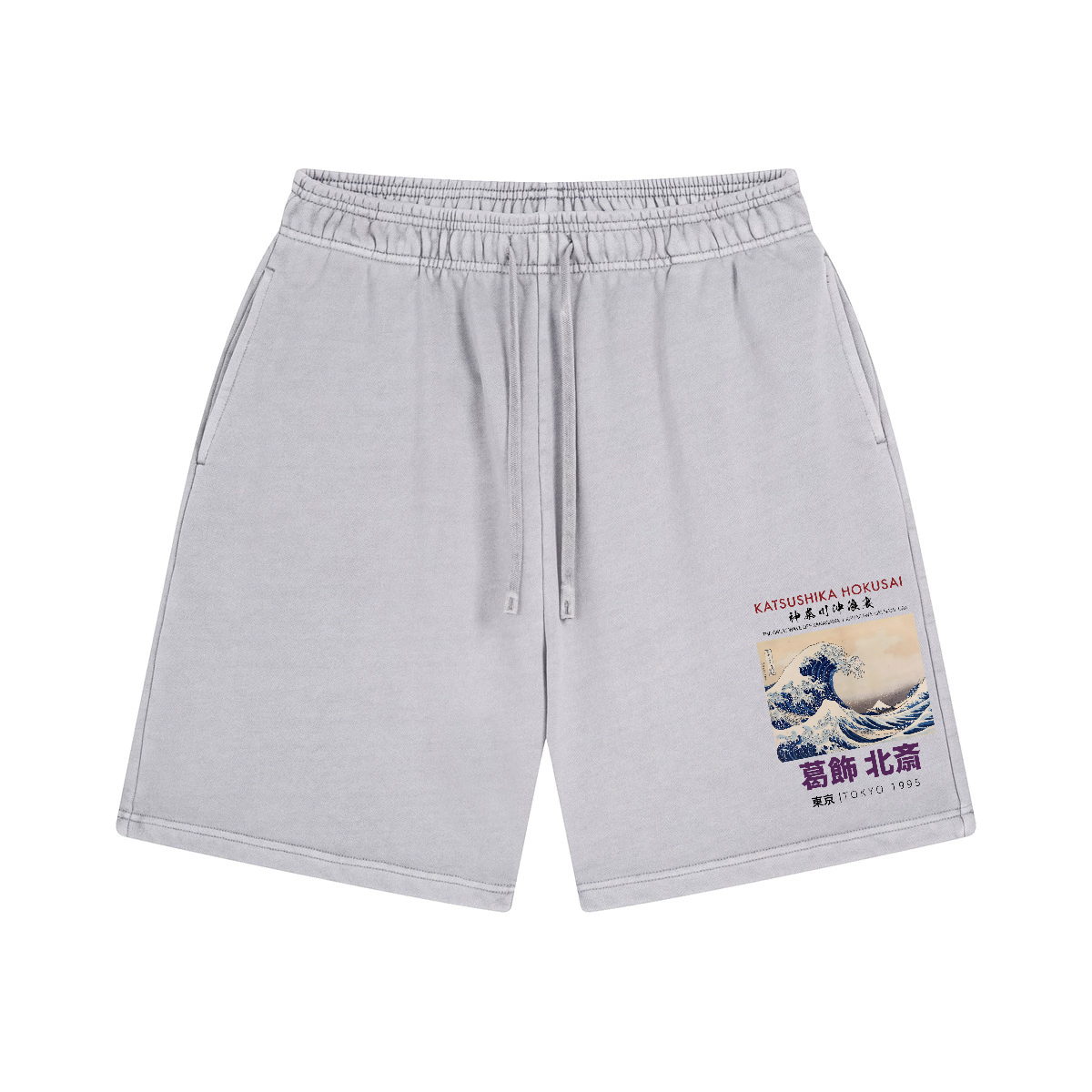 The Great Wave off Kanagawa Katsushika Hokusai Vintage Washed Cotton Shorts