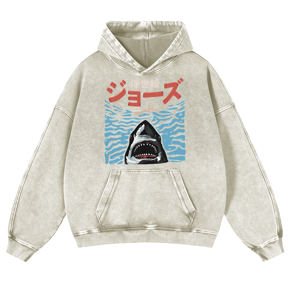 Jaws Vintage Washed Thick Cotton Hoodie