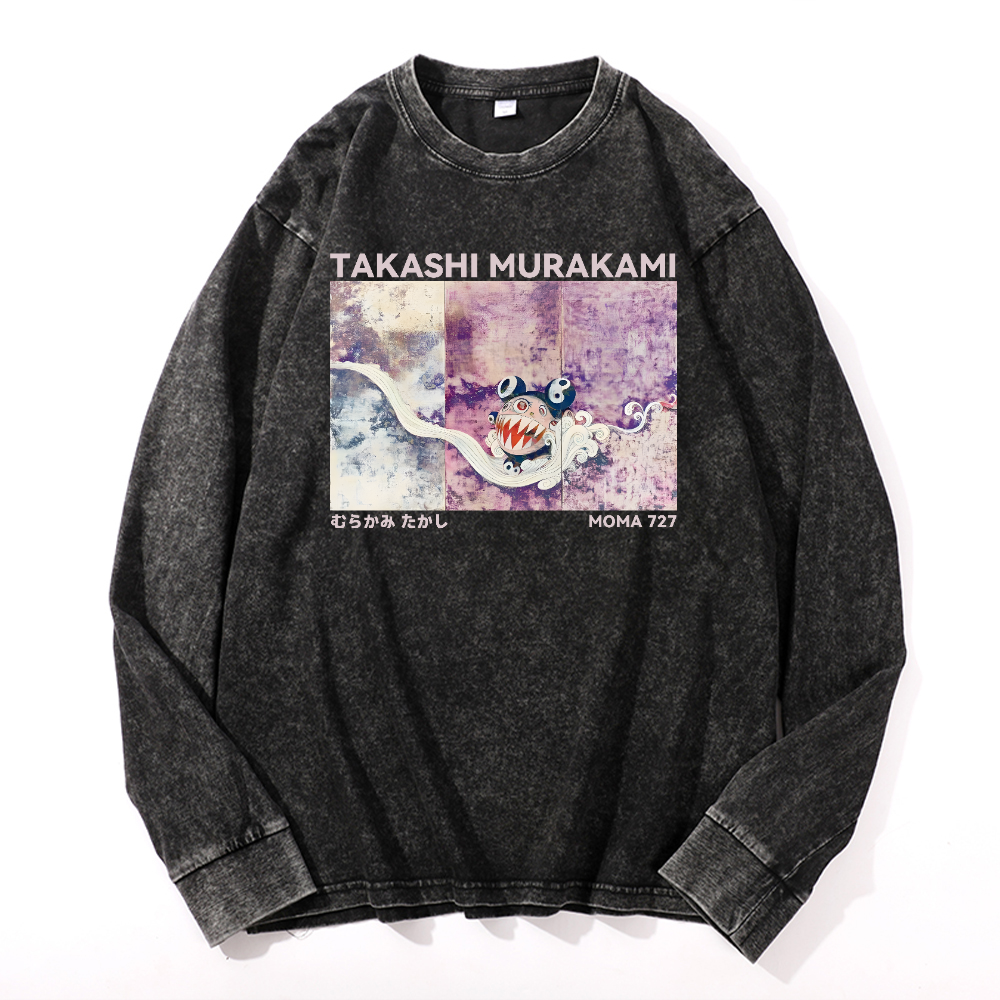 Japan Sunflower Panda TM Vintage Cotton Wash Long-sleeve T-shirt