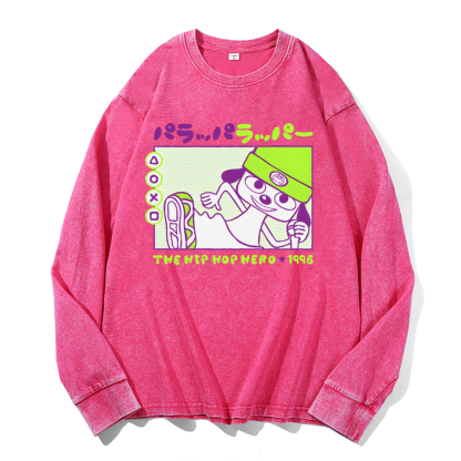 PaRappa the Rapper Vintage Cotton Wash Long-sleeve T-shirt