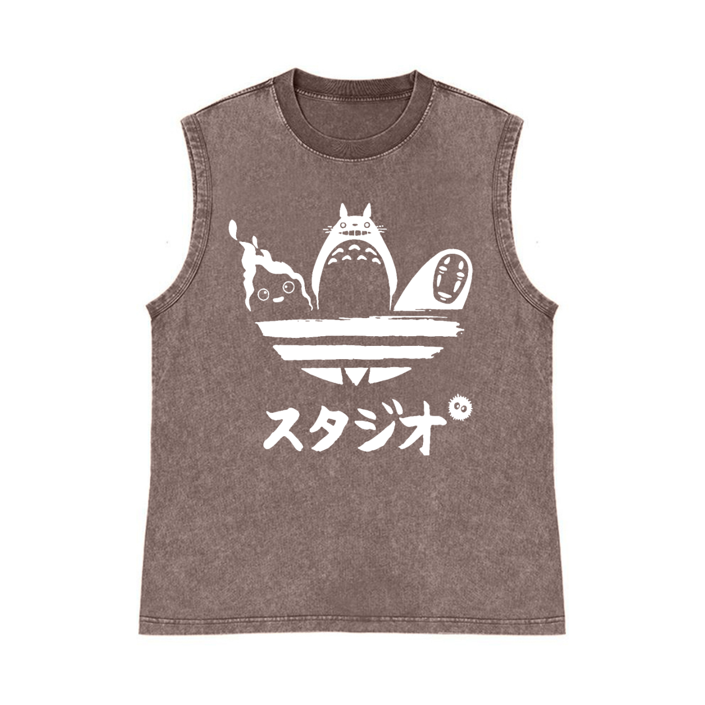 Ghibli Pure Cotton Wash-Dyed Sleeveless Tank Top