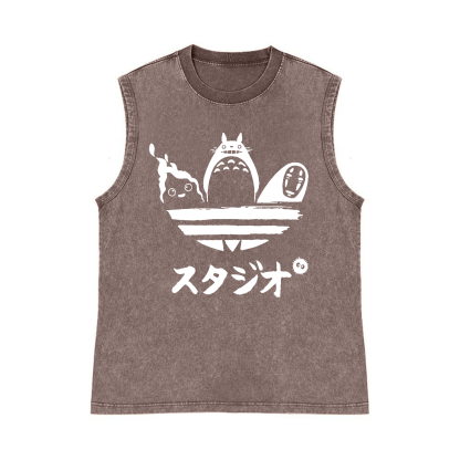 Ghibli Pure Cotton Wash-Dyed Sleeveless Tank Top