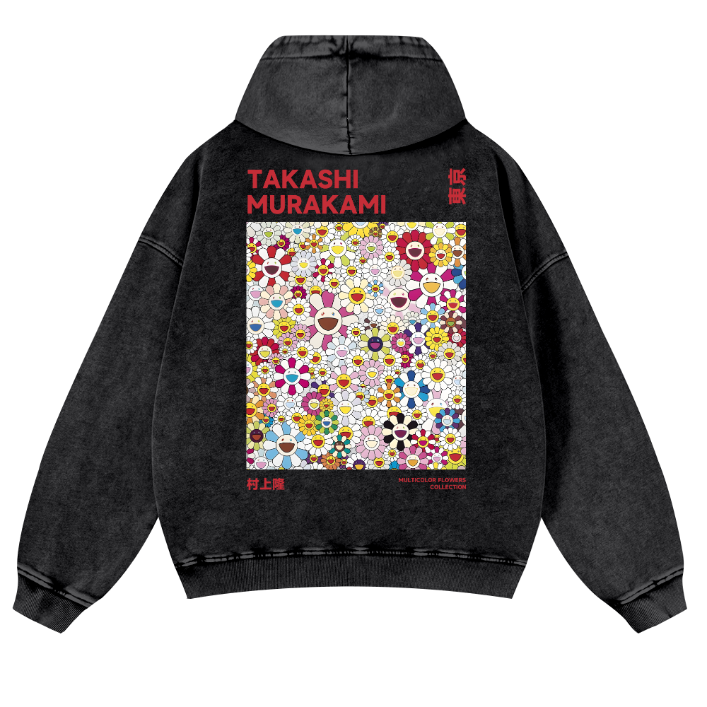 TM Flower Vintage Washed Cotton Back Art Hoodie