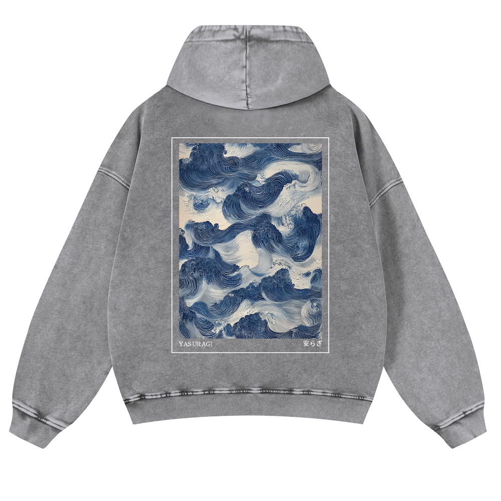 Yasuragi Art Vintage Washed Cotton Back Art Hoodie