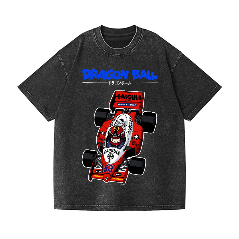 Dragon Ball F1 Racing Car Vintage Wash Japanese Design T-Shirt