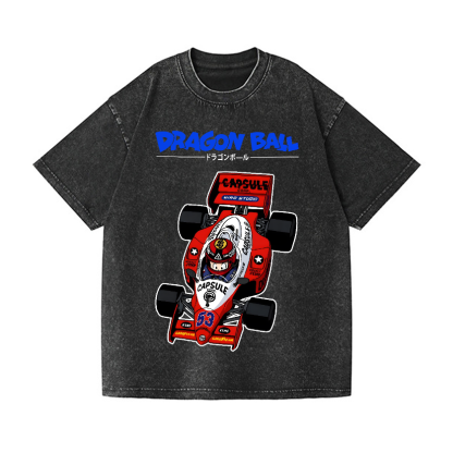 Dragon Ball F1 Racing Car Vintage Wash Japanese Design T-Shirt