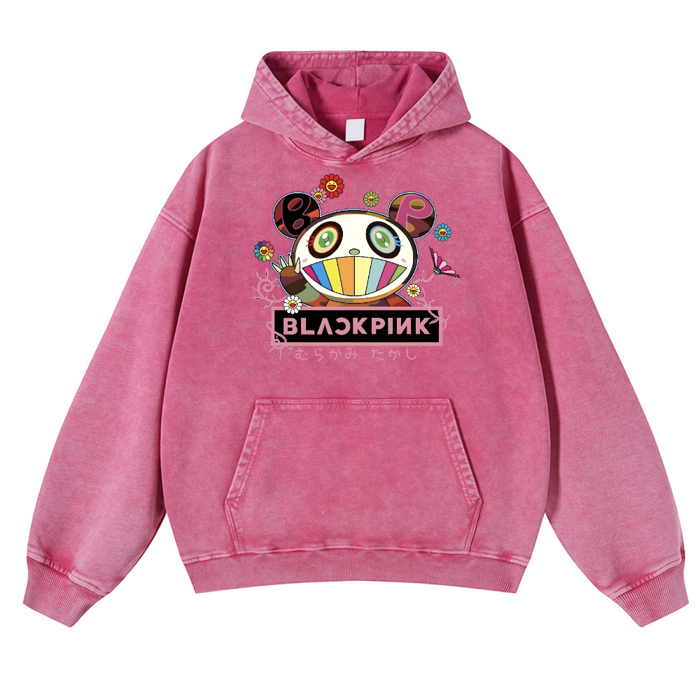Black Pink TM Vintage Washed Thick Cotton Hoodie