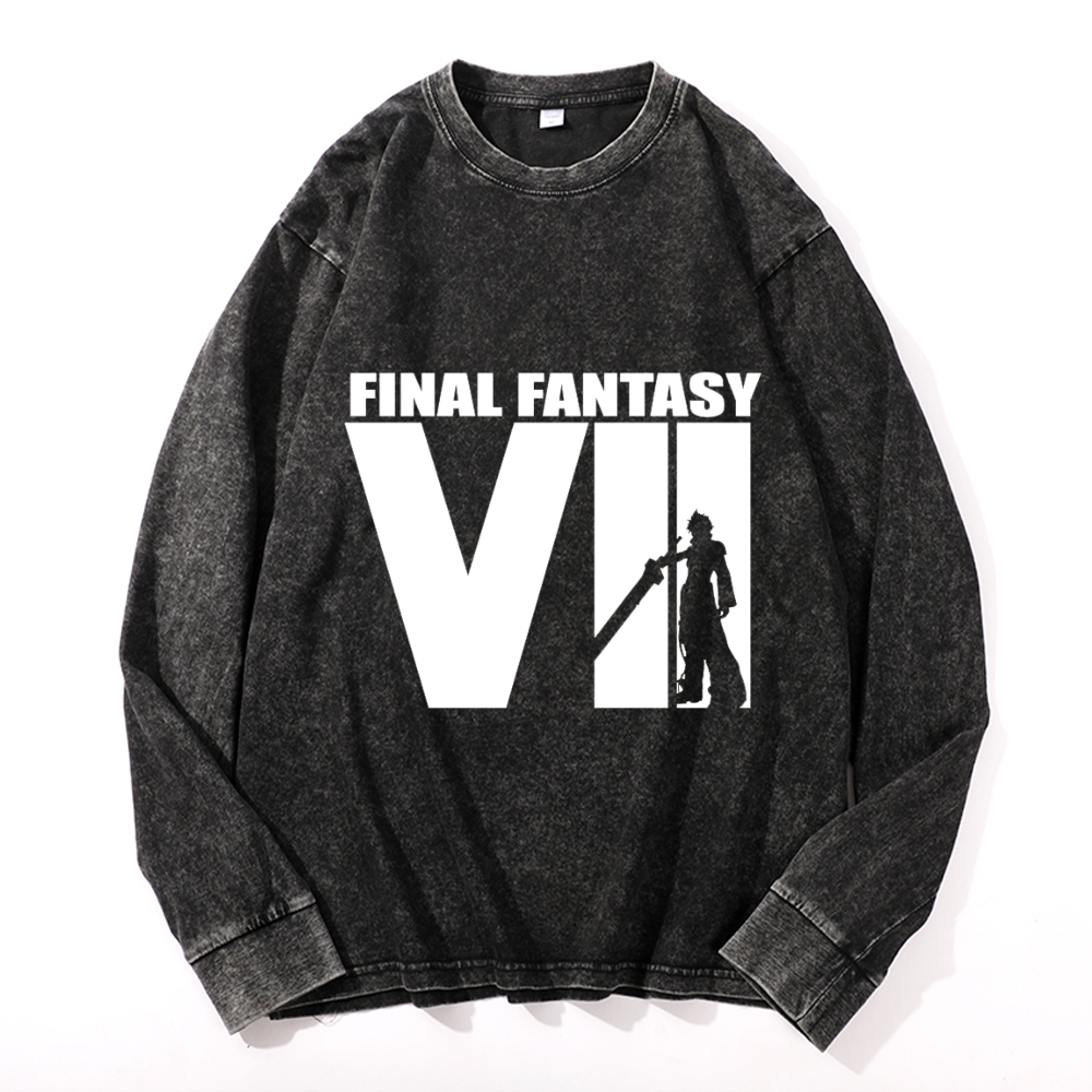 Final Fantasy Vintage Cotton Wash Crewneck Sweatshirt