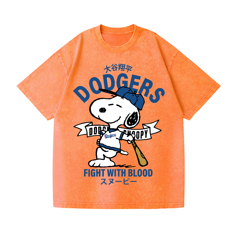 Dodgers Snoopy Vintage Wash Japanese Design T-Shirt