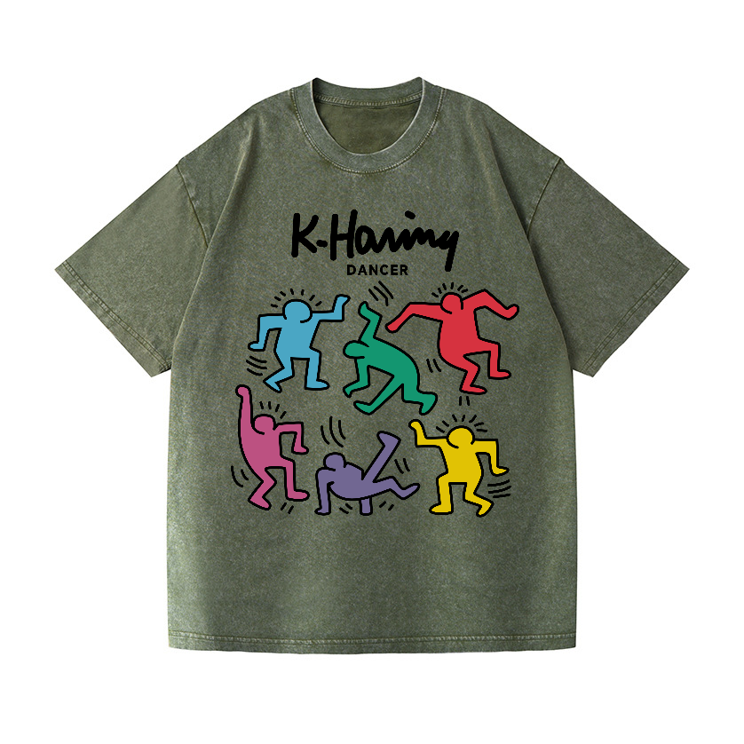 Kaith Haring Dancer Vintage Wash Japanese Design T-Shirt