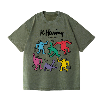 Kaith Haring Dancer Vintage Wash Japanese Design T-Shirt