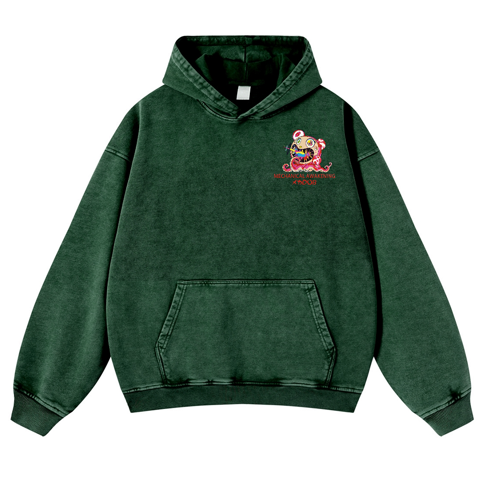 TM Sunflower Octopus Tokyo Japan Vintage Washed Cotton Back Art Hoodie