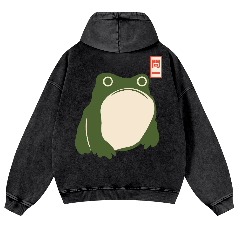 Matsumoto Hoji Frog Vintage Washed Cotton Back Art Hoodie