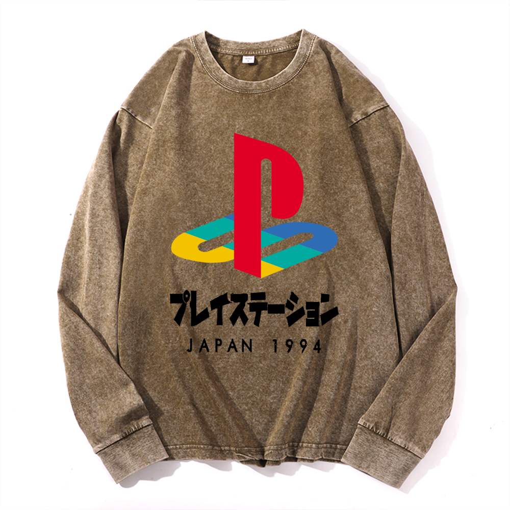 Play Station Vintage Cotton Wash Crewneck Sweatshirt