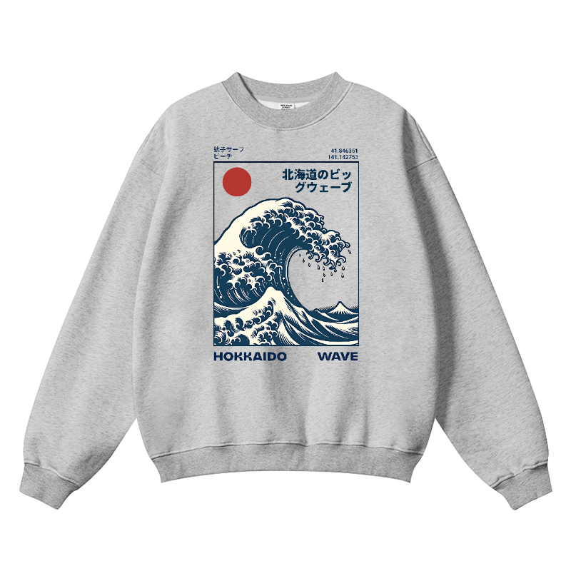 Katsushika Hokusai Wave Ukiyoe Wrinkle-Resistant Crewneck Sweatshirt