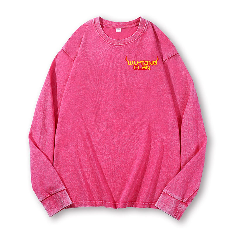 Wu Tang Clan Vintage Washed Cotton Back Art Long-sleeve T-shirt