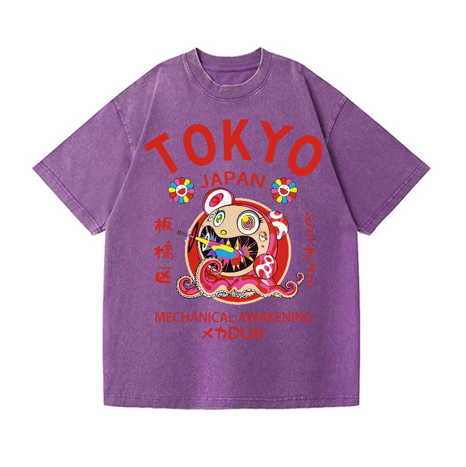 Sunflower DOB Octopus Tokyo TM Japan Vintage Wash Japanese Design T-Shirt