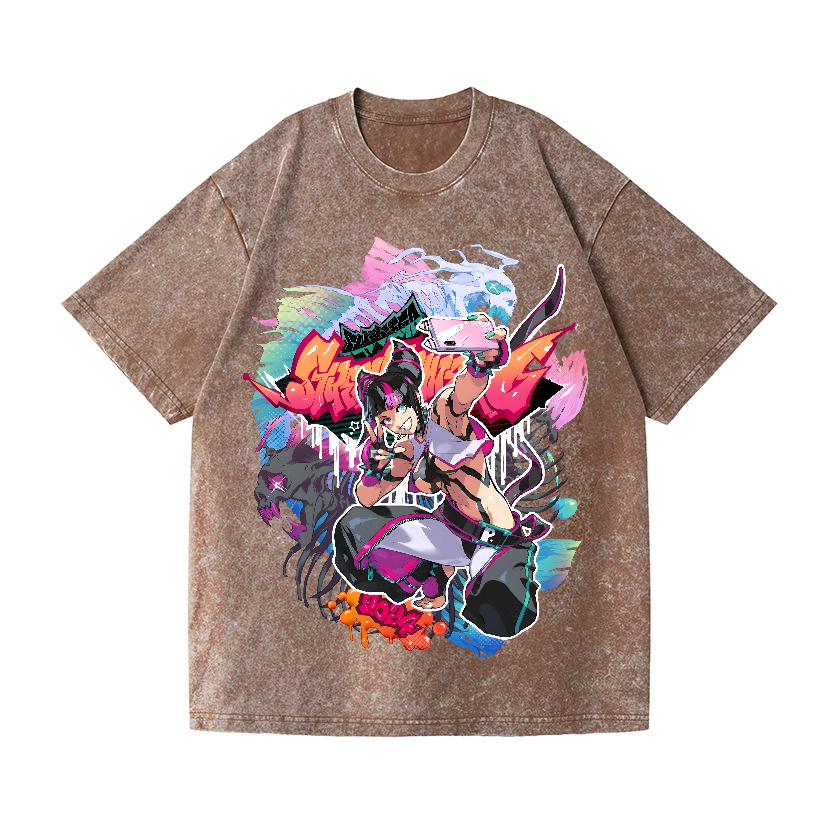 Street Fighter Juri Vintage Wash Japanese Design T-Shirt