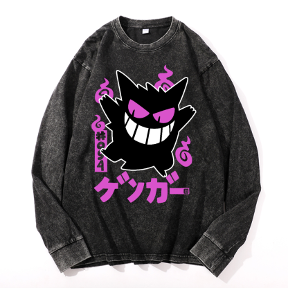  Gengar Vintage Cotton Wash Long-sleeve T-shirt