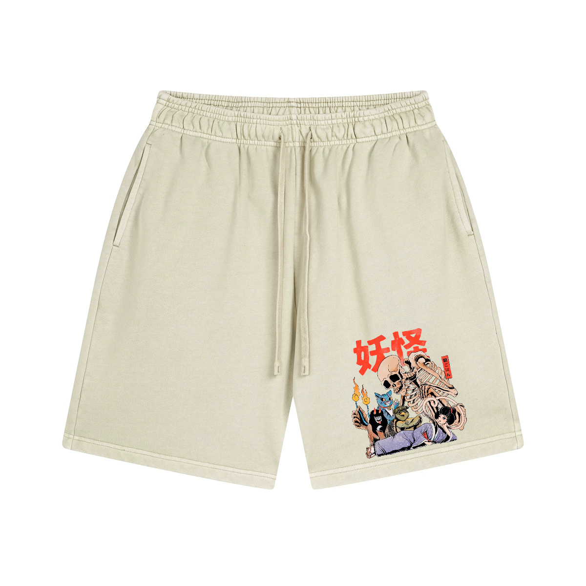 Utagawa Kuniyoshi Yokai Vintage Washed Cotton Shorts